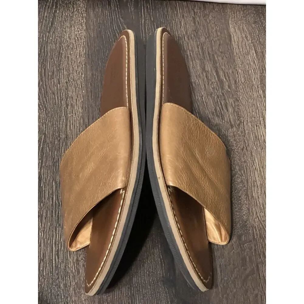 Johnston & Murphy Men’s Brown Leather Slide Sandals Size 11 Brown Made in Brazil